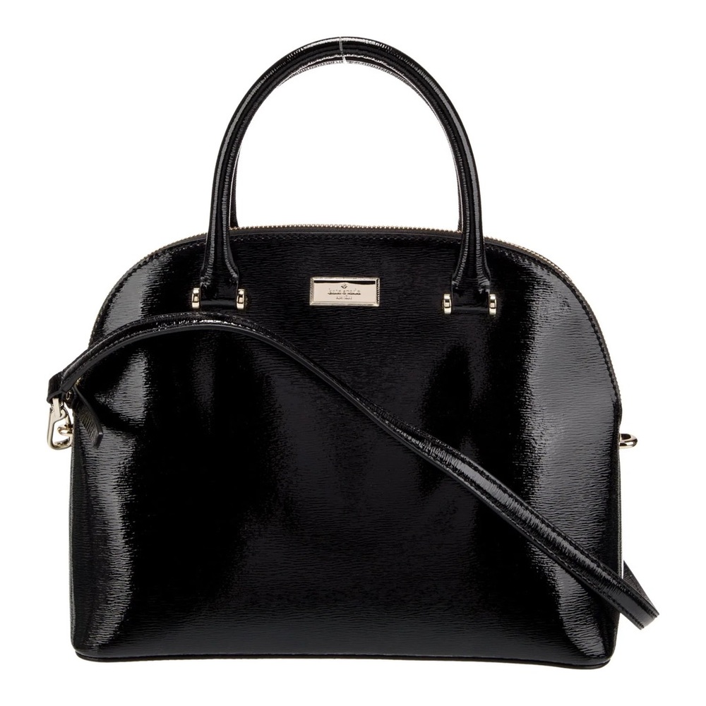 kate spade Black Patent Leather Dome Satchel with Removable Strap